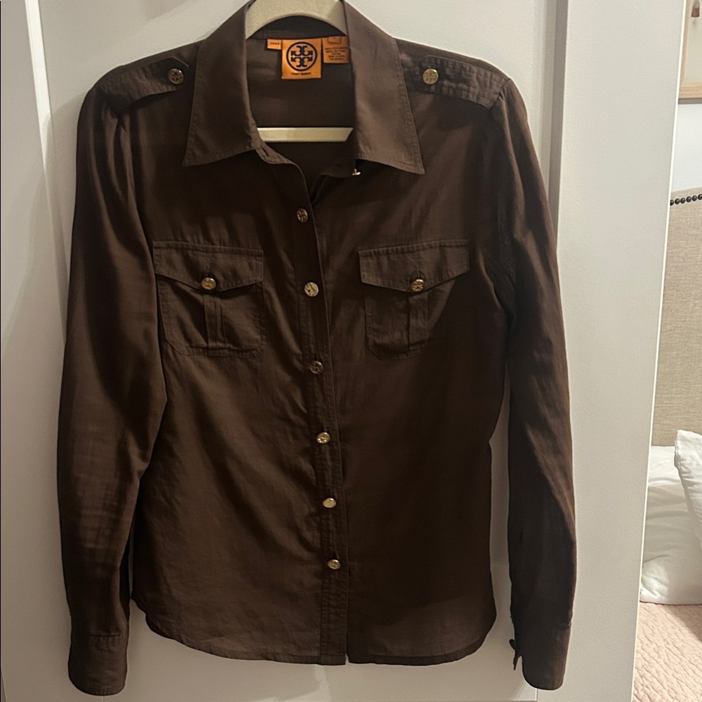 Tory Butch Brown w/Gold Buttons Shirt